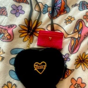 Juicy couture black heart purse with pink juicy couture wallet